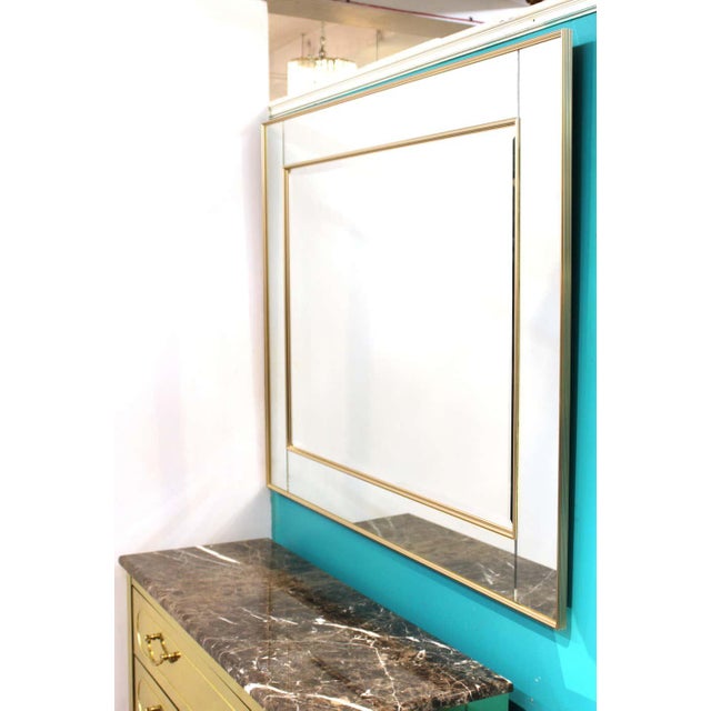 La Barge Hollywood Regency Style Rosetone Framed Brass Wall Mirror