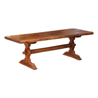 19th Century French Louis XIII Chestnut and Oak Refectory Monastery Dining Table For Sale