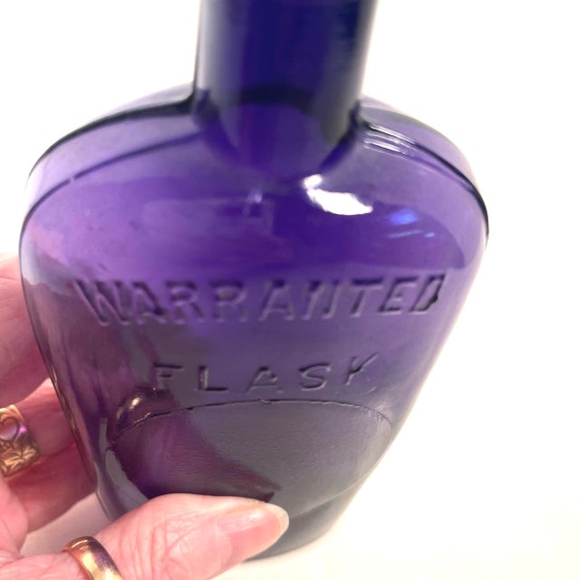 Circa 1900 Warranted Glass Flask Bottle Antique Americana For Sale In Louisville - Image 6 of 11