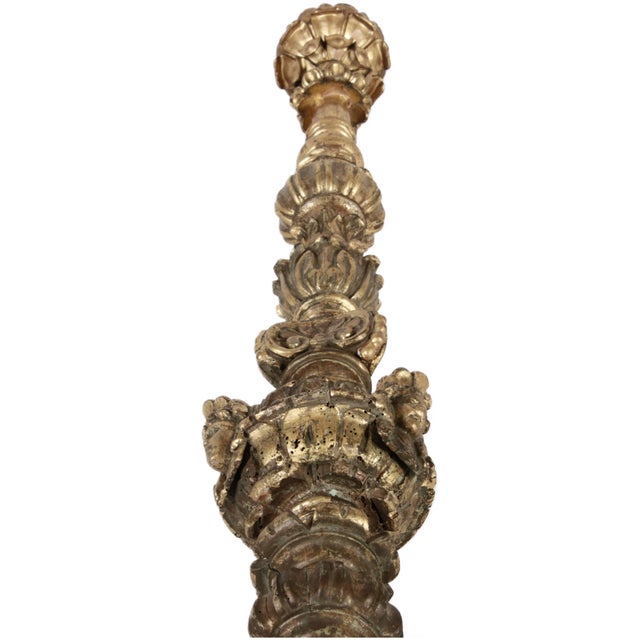 Rococo High Antique Gilded Wood Floor Chandelier, 1700s For Sale - Image 3 of 18