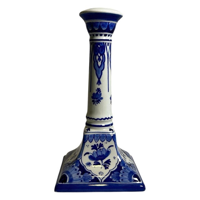 Hand-Painted Blue and White Candlestick by C. Tetteroo for Royal Delft, 1973 For Sale - Image 12 of 12