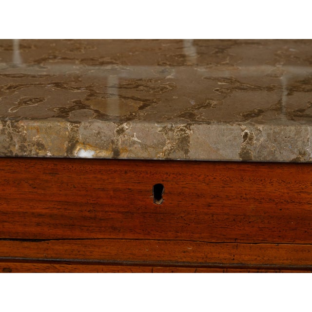Walnut French 19th Century Console Table with Variegated Marble Top For Sale - Image 9 of 12