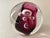 Modern Clear and Magenta Glass Signed Studio Paperweight With Bubble Inclusions For Sale - Image 3 of 10