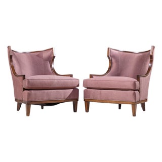 Barbara Barry for Henredon Walnut Lounge Chairs - Pair For Sale