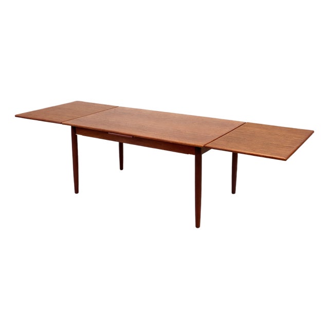 Danish Mid Century Modern Teak Dining Table | Expandable Hidden Leaves, C. 1960’s For Sale
