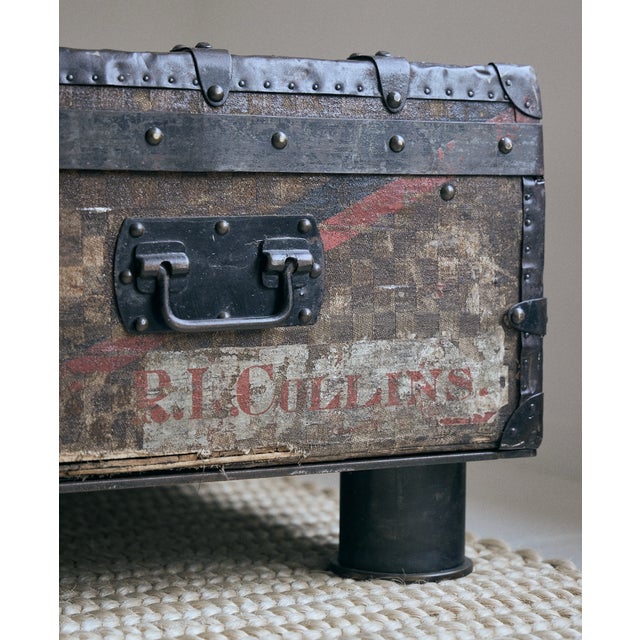 Vintage Checkerboard Trunk Coffee Table For Sale - Image 4 of 17