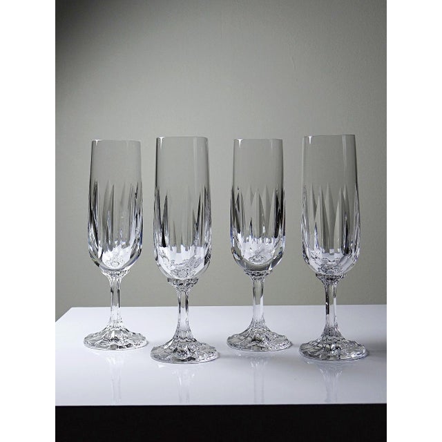 Vintage Cut Crystal Champagne Flutes from Villeroy & Boch, 1960s, Set of 4 For Sale - Image 3 of 11
