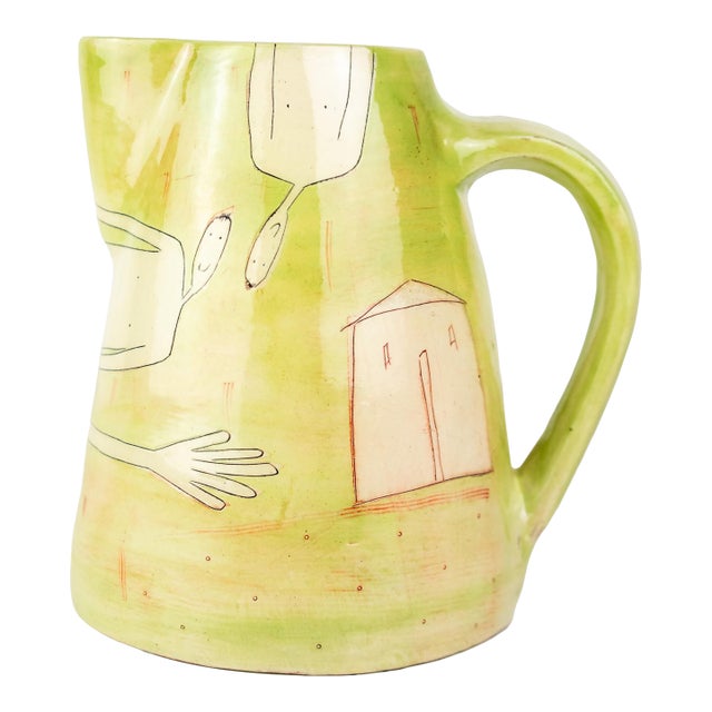 Listed Artist Vivienne Ross Studio Art Pottery Pitcher Vase - Nude Forms For Sale