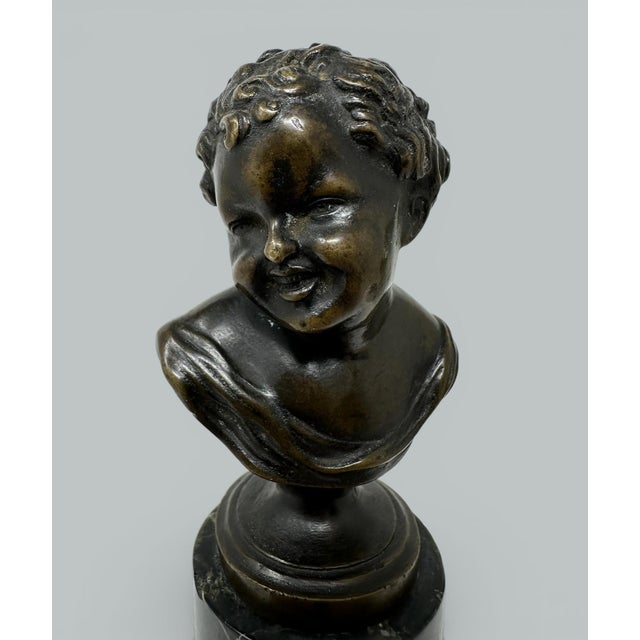 Grand Tour Antique Pair French Bronze Marble Busts Grand Tour attribJean Antoine Houdon 19c For Sale - Image 3 of 9