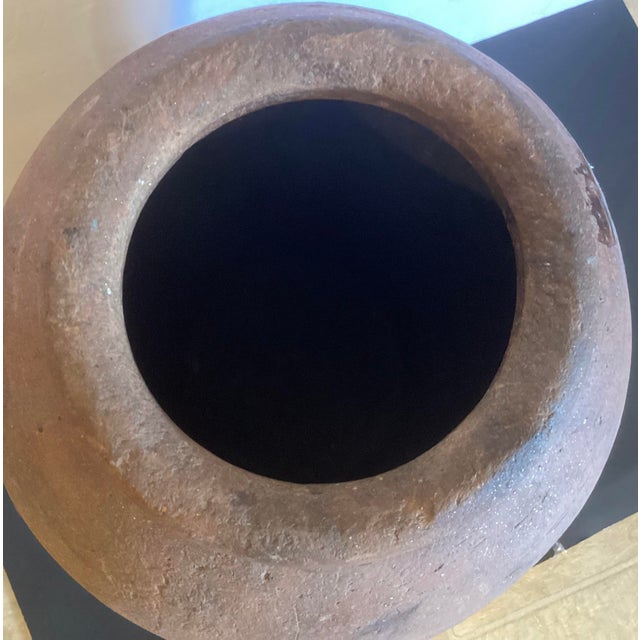 Brown Antique Late Edo Period Japanese Bizen/Iga Ware Tsubo Jar, 18" Tall, 25.4 LBS For Sale - Image 8 of 12