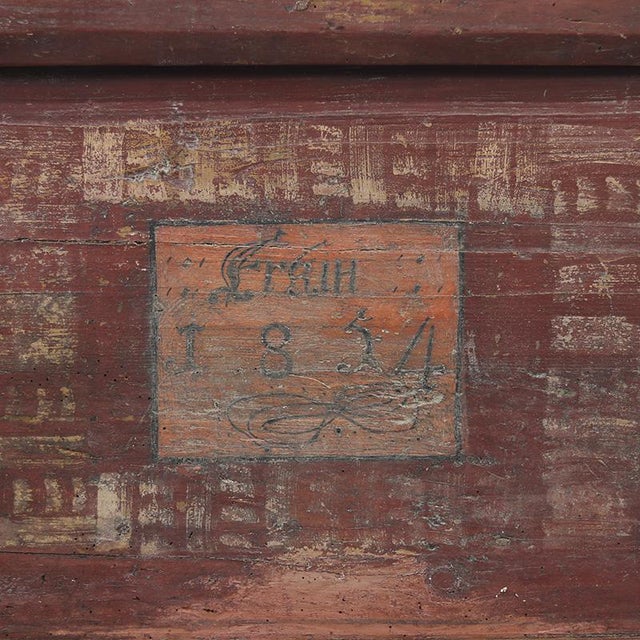 Painted Bridal Chest, 1854 For Sale - Image 4 of 9