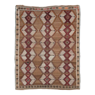 Galerie Shabab Collection Mid-20th Century Handmade Turkish Tribal Flatweave Kilim Room Size Carpet For Sale