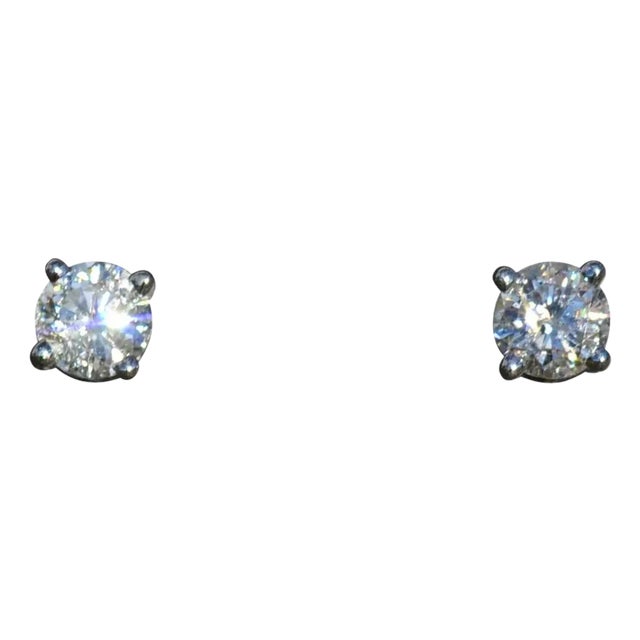 Ladies 14K White Gold 0.21 CTW Diamond Stud Earrings, 2 Pieces For Sale