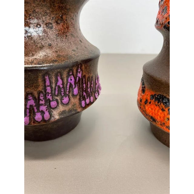 WGP Pink Orange Ceramic Fat Lava Vases from Scheurich, Germany, 1970s, Set of 2 For Sale - Image 13 of 18