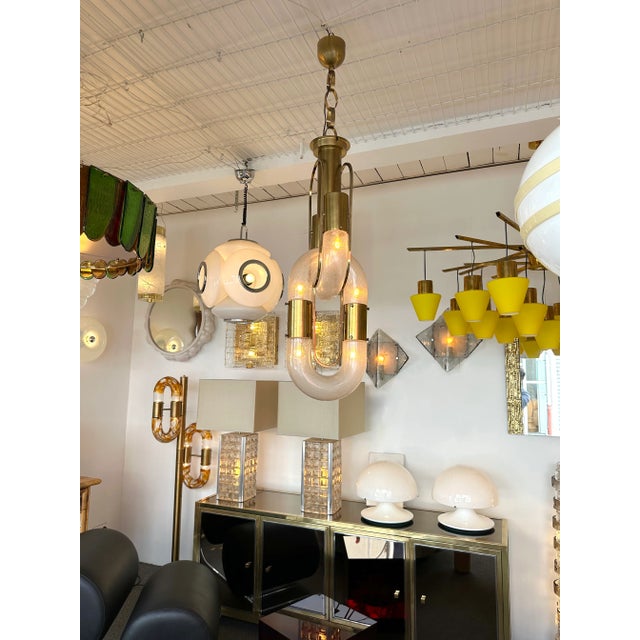 Brass Chain Pendant Murano Glass by Aldo Nason for Mazzega Italy, 1970s For Sale - Image 10 of 11