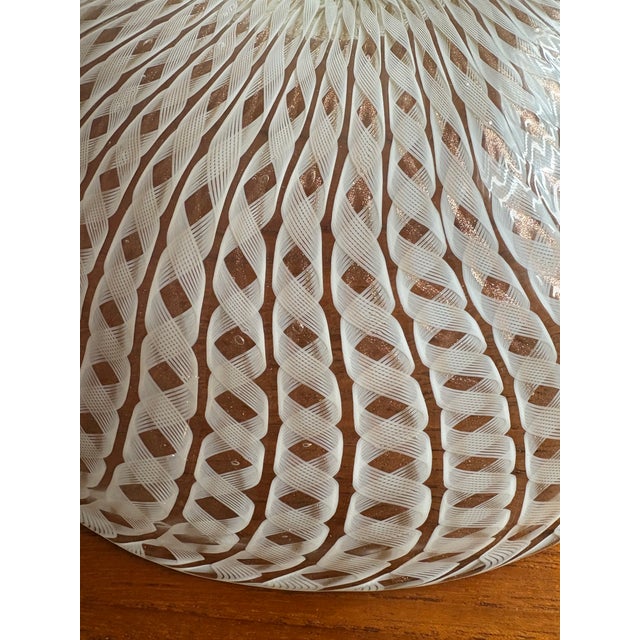 Vintage Murano Zanfrico Latticino White Gold Ribbon Centerpiece Bowl For Sale In San Diego - Image 6 of 8
