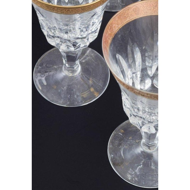Crystal Glasses with Gilt Rim, Set of 5 For Sale - Image 4 of 5