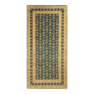 Mogul Collection Hand-Knotted Runner - Green 6' 2" x 12' 9" For Sale