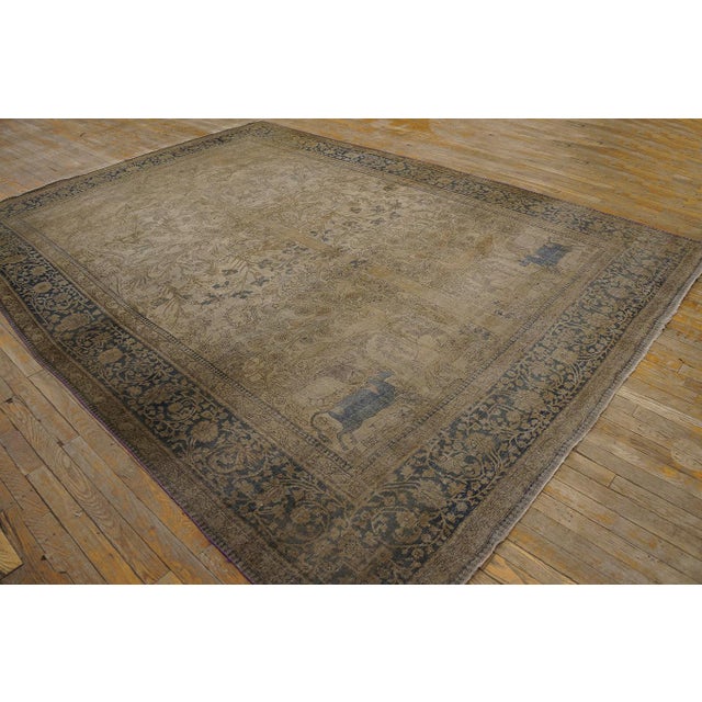 Beautiful Gray Background Color With a Foliate Pattern Antique Persian Mohtasham Kashan Rug For Sale - Image 4 of 12