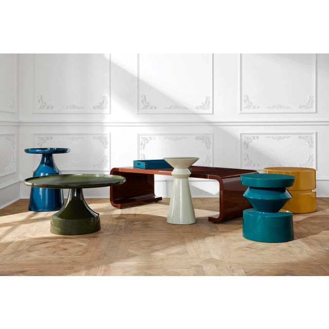 Arteriors Home Uma Accent Table, Lacquer Peacock Blue For Sale - Image 11 of 13