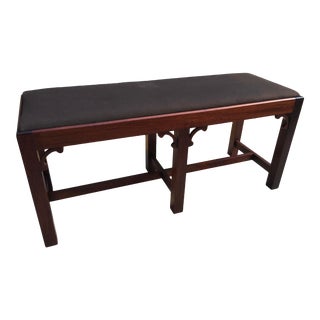 1940s Vintage Mahogany Chippendale Bench For Sale