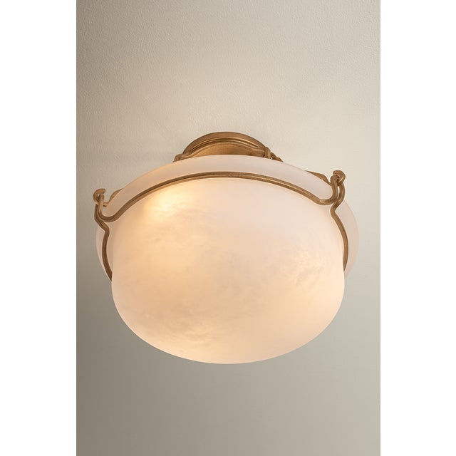 2020s Hudson Valley Lighting Lowerre 21.75 in. 3 Light Semi Flush in Patina Gold Leaf Finish For Sale - Image 5 of 8