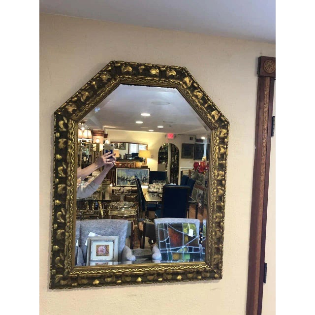 Carved Wooden Gold Leaf Mirror For Sale - Image 4 of 13
