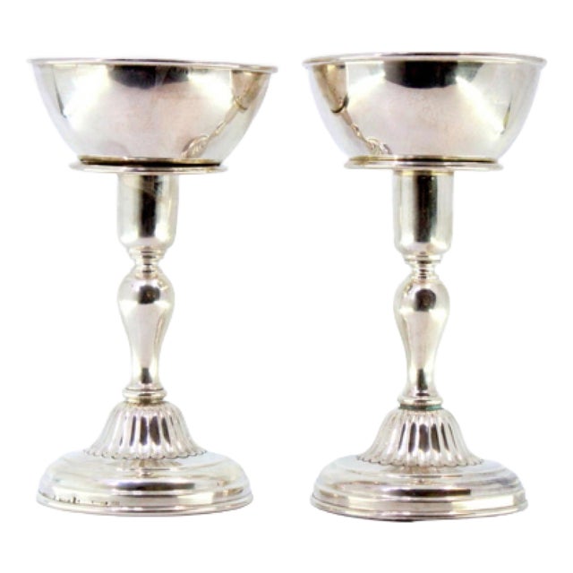 Silver Candlesticks with Turned Shafts, Set of 2 For Sale