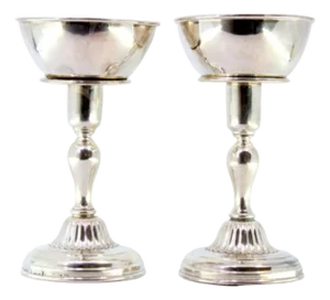 Silver Candlesticks with Turned Shafts, Set of 2