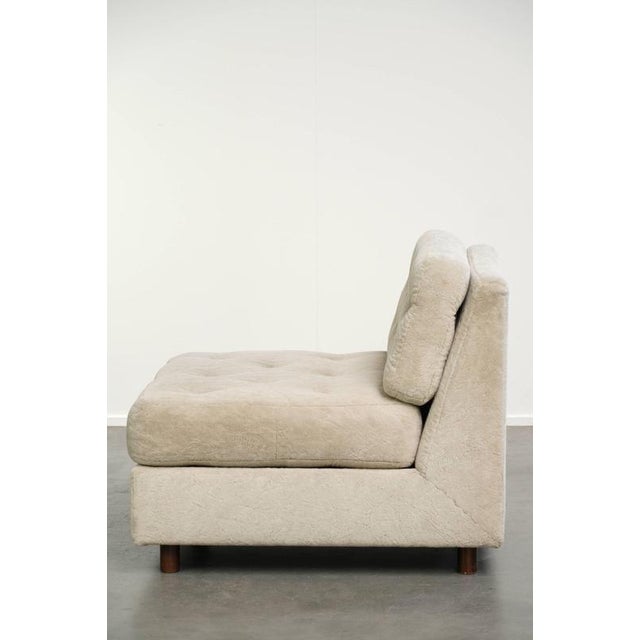 1990s Vintage Beige Fabric Armchair For Sale - Image 5 of 10