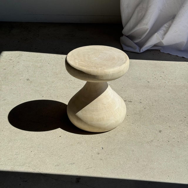 White Pawn Bleach Side Table in Mango Wood, 1980s For Sale - Image 8 of 11