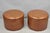 Contemporary Modern Moroccan Style Brown Faux Leather Round Storage Ottoman Pair For Sale - Image 15 of 15