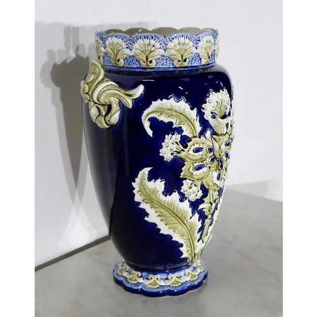 Important earthenware vase stamped by the house of De Bruyn, famous earthenware factory in the district of Fives in Lille,...