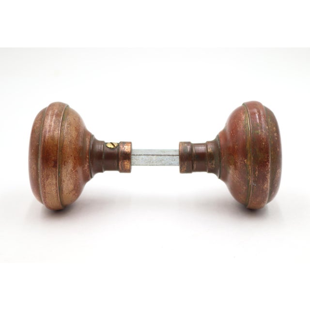 Mid 20th Century Vintage Classic Style Brass Passage Door Knob Set For Sale - Image 5 of 12