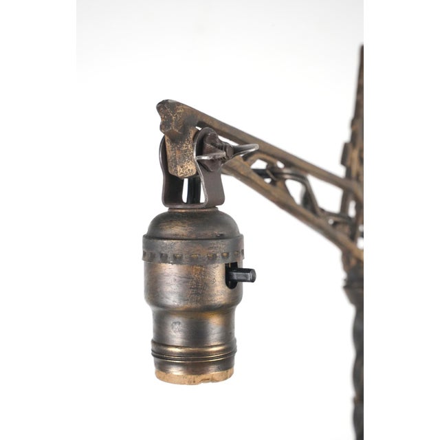 Mid 20th Century Restored Art Deco Cast Iron Bridge Floor Lamp For Sale - Image 9 of 15
