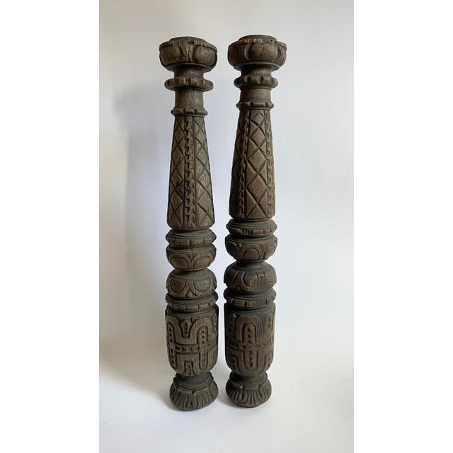 Pair of Carved Wood Columns For Sale - Image 11 of 11