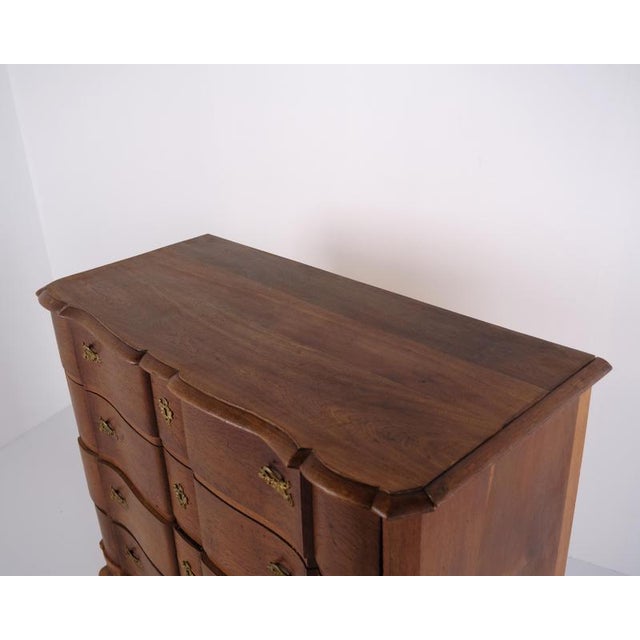 Wood Large Baroque Oak Chest of Drawers with Brass Fittings, 1800 For Sale - Image 7 of 11