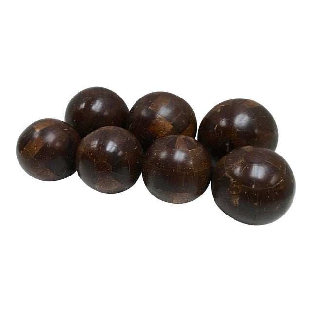 Parquet Wood Style Decorative Balls Set Of 7 Chairish