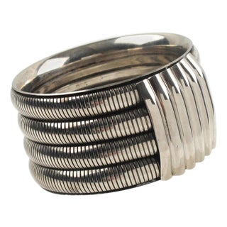 Space Age Machine Age Massive Silvered Metal Bracelet Bangle For Sale