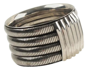 Space Age Machine Age Massive Silvered Metal Bracelet Bangle