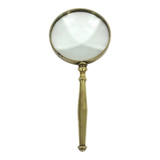 Vintage Solid Brass Magnifying Glass For Sale