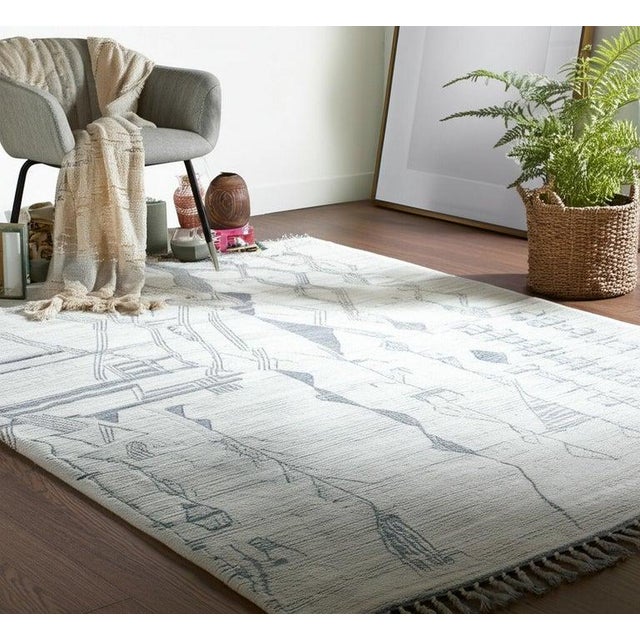 Ivory 8x11 Ivory Hand-Knotted Wool Linear Totem Tribal Modern Carpet Rug For Sale - Image 8 of 8