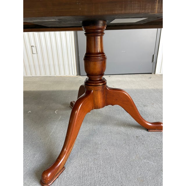 Custom Made Banquet Eastern Black Walnut Two Pedestal Dining Table With Three Leaves, Late 20th Century For Sale - Image 14 of 14
