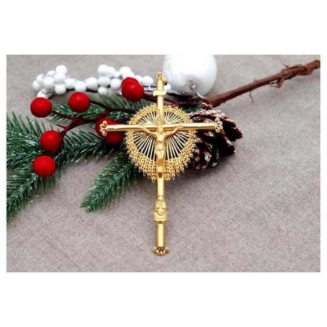 19.2k Gold Crucifix with Christ and Our Lady For Sale - Image 9 of 9