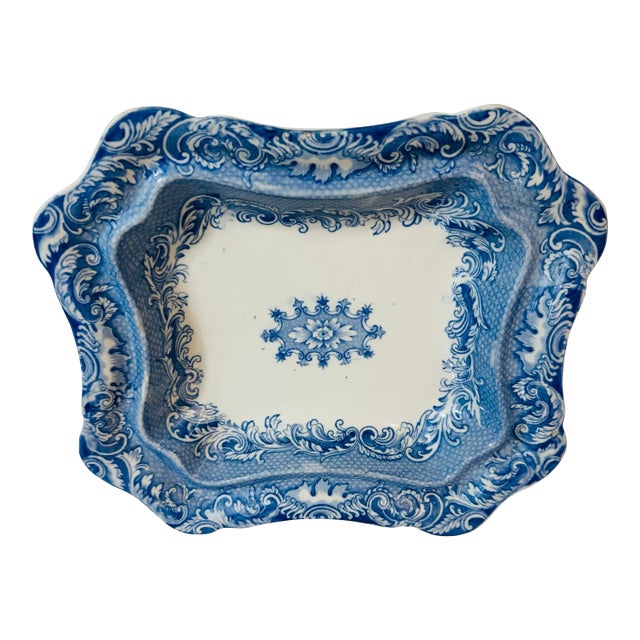 Antique Blue and White Serving Bowl For Sale