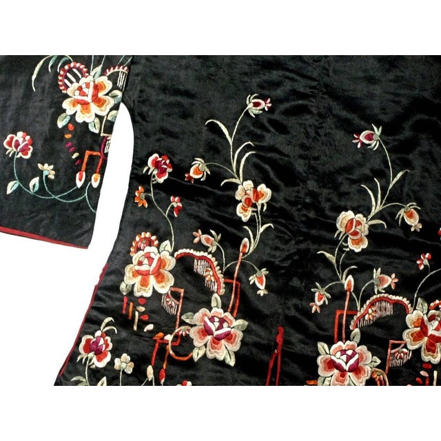 Chinese Antique Authentic Chinese Silk Jacket Robe With Colorful Embroidery For Sale - Image 3 of 3