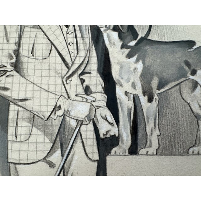American 1940s Original Signed Graphite Illustration of Equestrian With Horse & Hound, 11 X 8.75 In. For Sale - Image 3 of 5