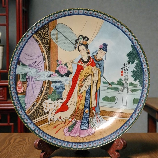 The Asian Figural Imperial Family Xingduom Jingdezhen Porcelain Decorative Plate is a beautifully crafted collector's item...