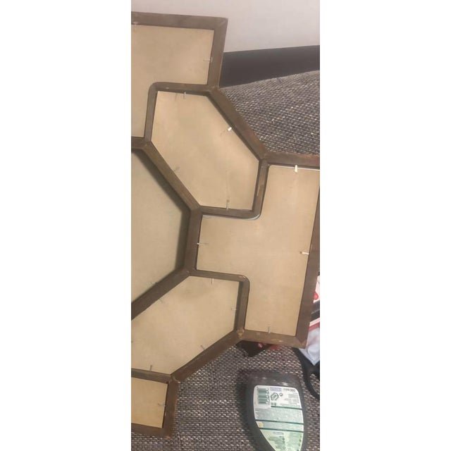 Hollywood Regency Geometric Giltwood Wall Mirror, Octagonal Honeycomb Design, 1970s. For Sale - Image 6 of 8