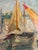Goldenrod Harbor Scene Painting Dated 1929 For Sale - Image 8 of 9